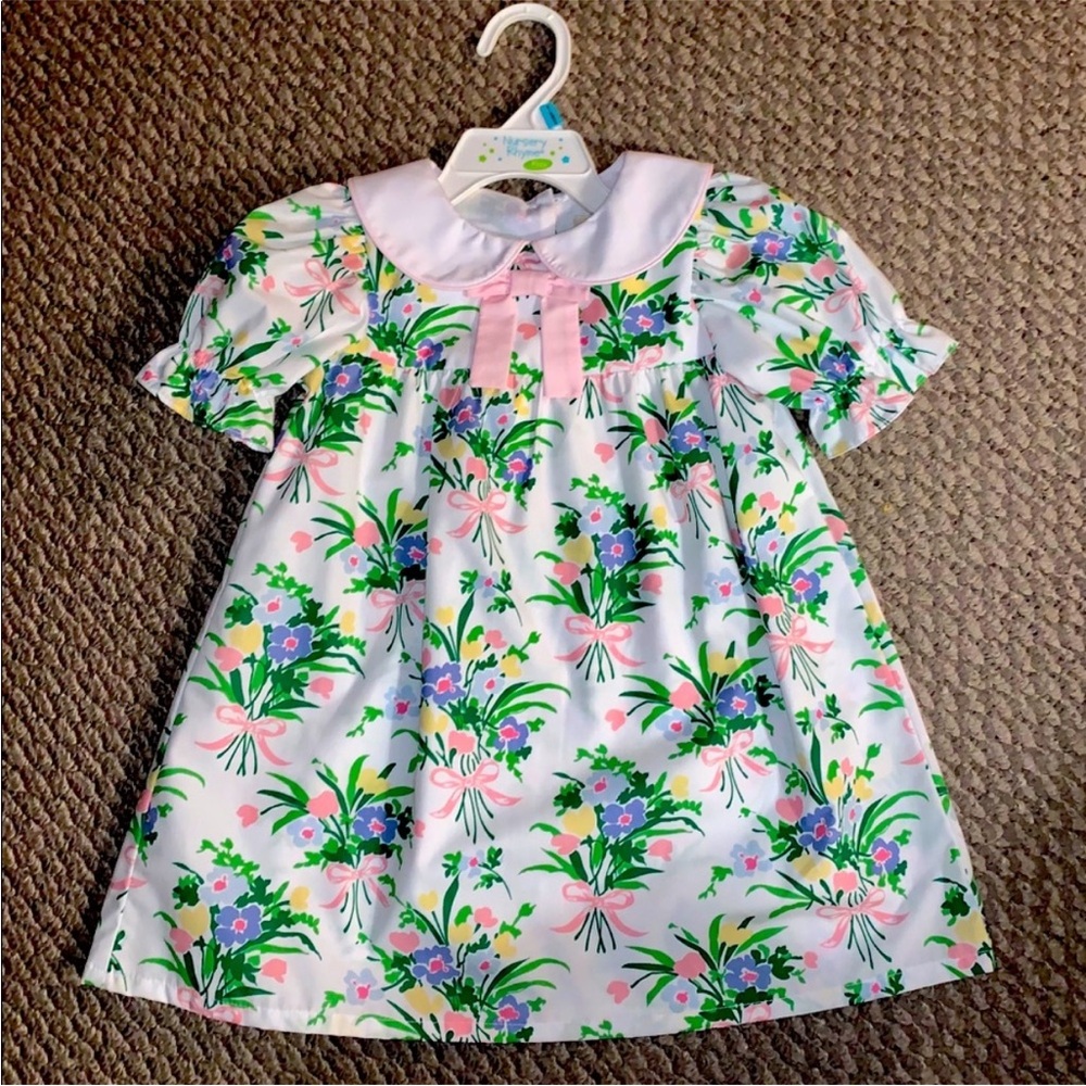 Beaufort Bonnet Banks Bow Grove Park Garden Peter Pan Collar Heirloom Dress - 2T